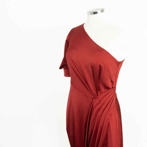 Kay Unger Izabella One Shoulder Gown Red Size 6 - Picture 14 of 15